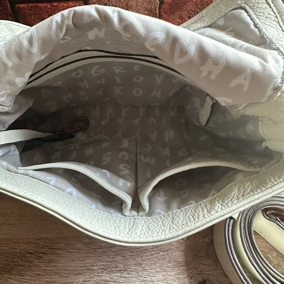 NWT Aimee Kestenberg White Leather Crossbody Bag with pockets and wide strap. - Picture 13 of 16